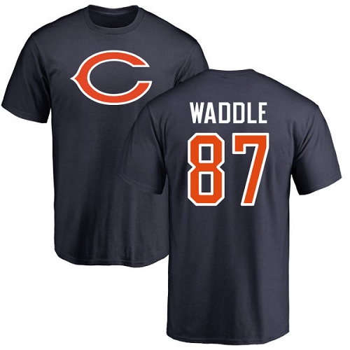 Chicago Bears Men Navy Blue Tom Waddle Name and Number Logo NFL Football #87 T Shirt